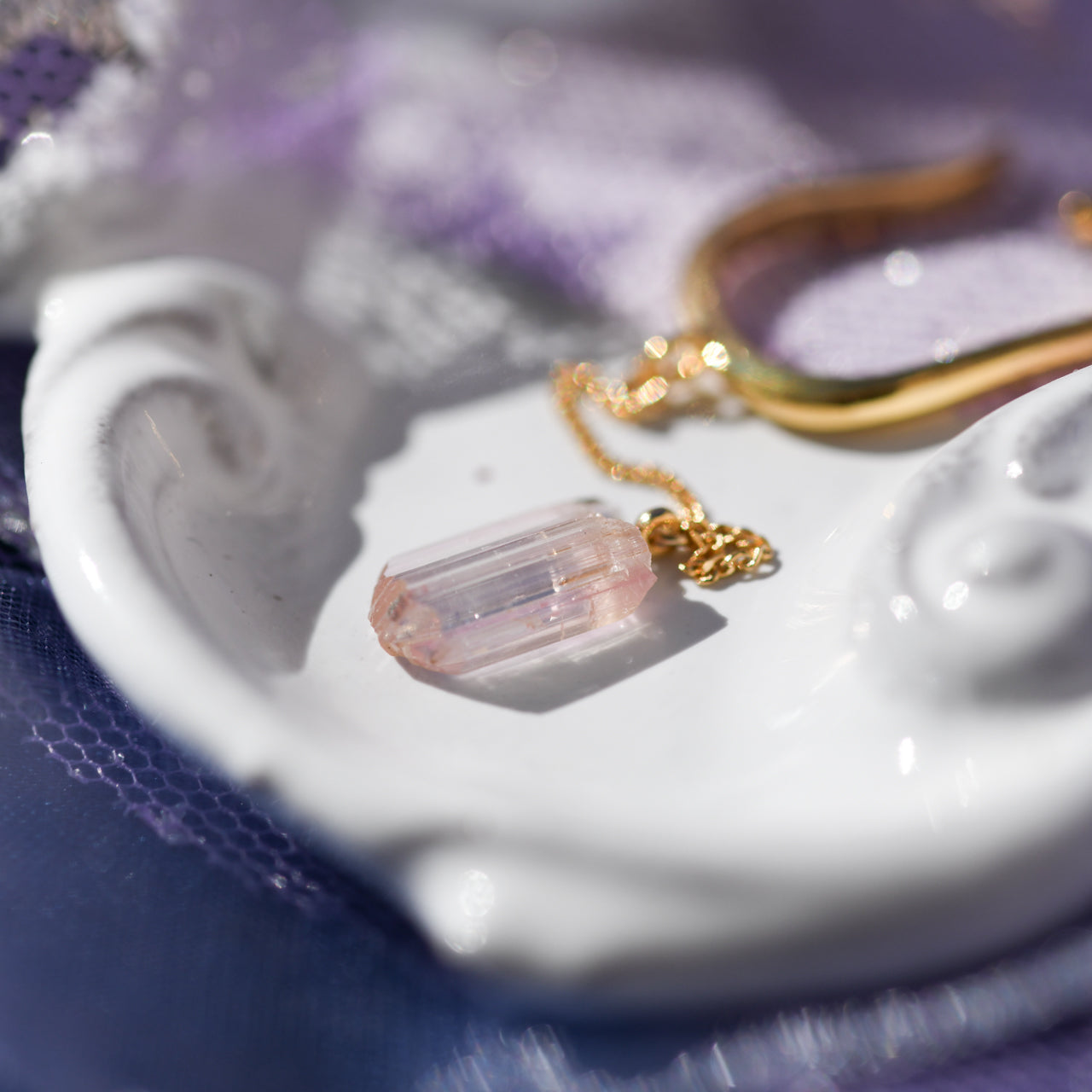 Pink Tanzanite Raw Stone Ear Cuff - One of a Kind — handmade natural mineral jewelry by TROZO, made in Japan (view 7)