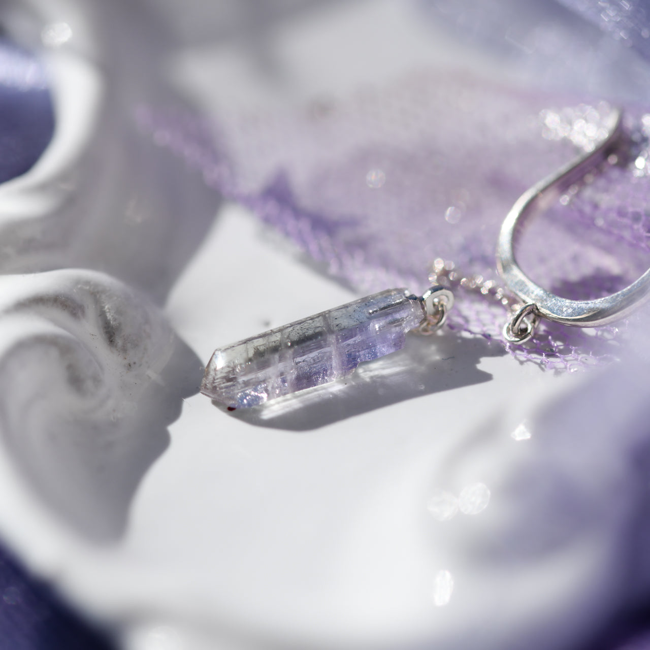 Tanzanite Raw Stone Ear Cuff - One of a Kind — handmade natural mineral jewelry by TROZO, made in Japan (view 7)