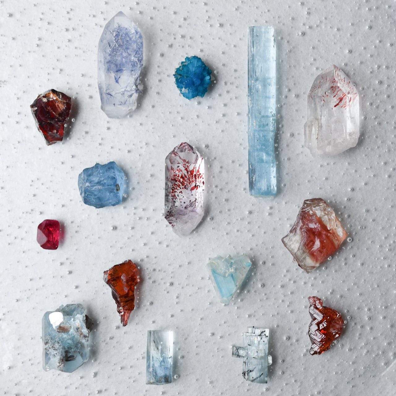 Aquamarine × Euclase Raw Stone Earrings - One of a Kind — handmade natural mineral jewelry by TROZO, made in Japan (view 9)