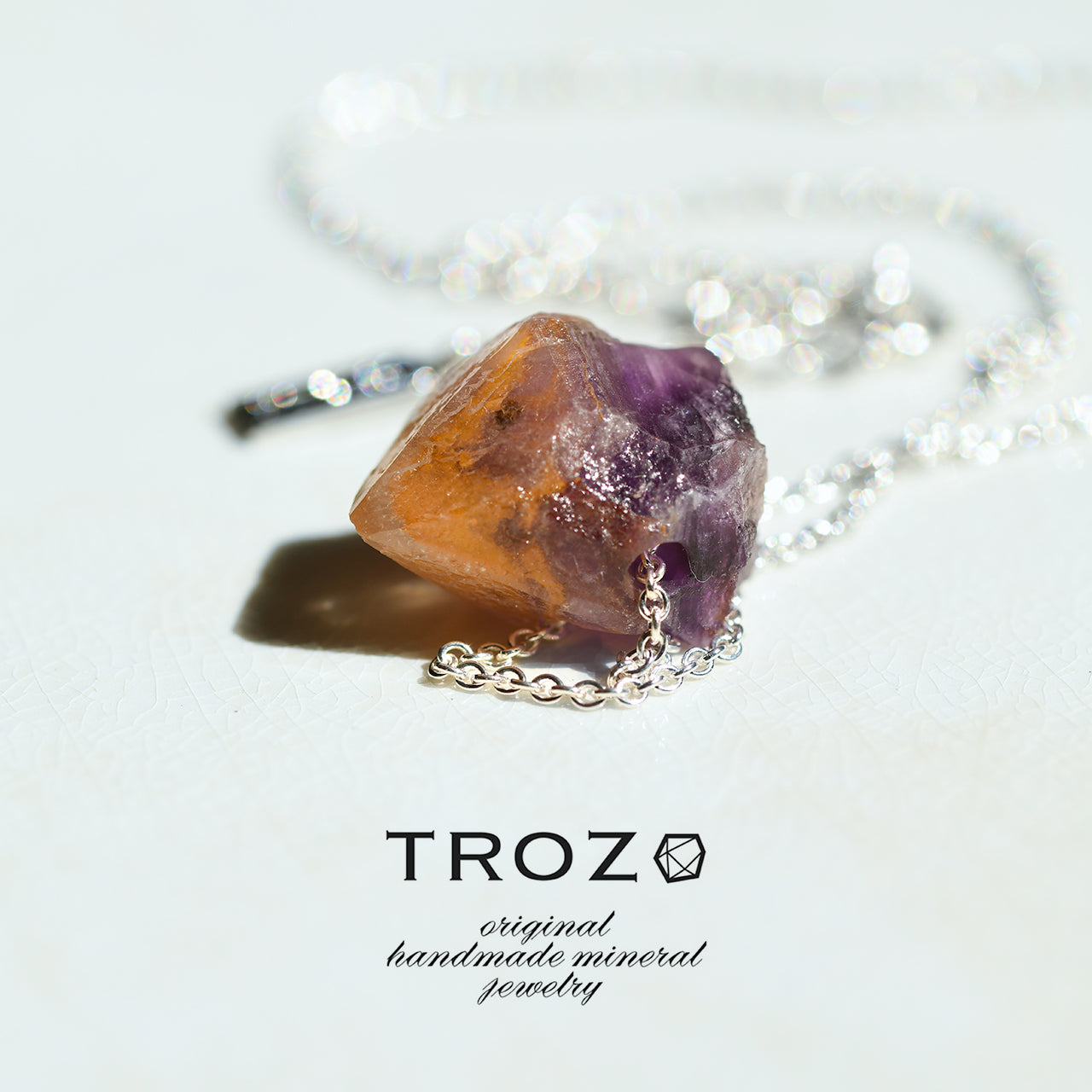 One of a kind] Amethyst Raw Stone Sterling Silver Necklace