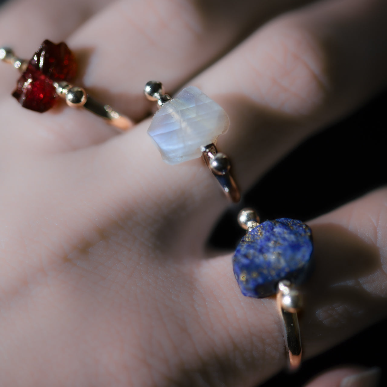Pierced Raw Stone Ring - Choose from 12 Natural Minerals | 925 Sterling Silver Natural Stone Jewelry