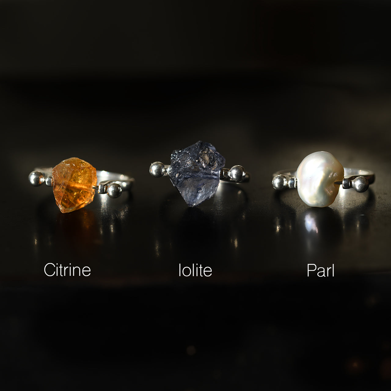 Pierced Raw Stone Ring - Choose from 12 Natural Minerals | 925 Sterling Silver Natural Stone Jewelry