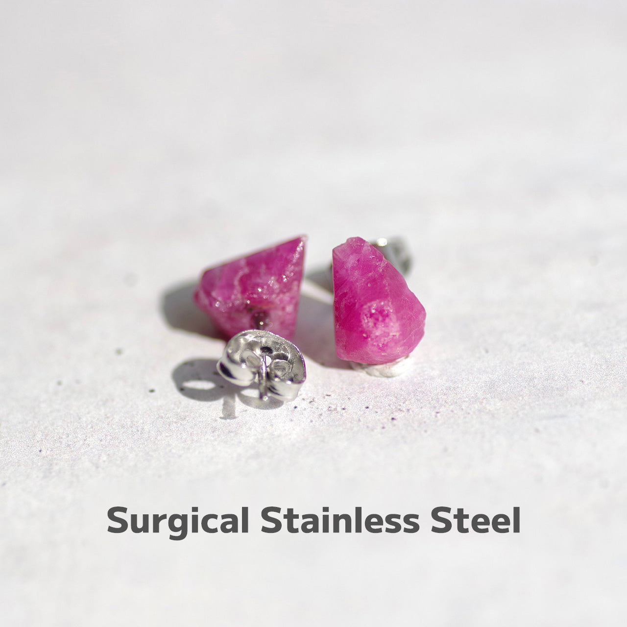 Ruby Raw Stone Earrings | Handmade Natural Stone Jewelry