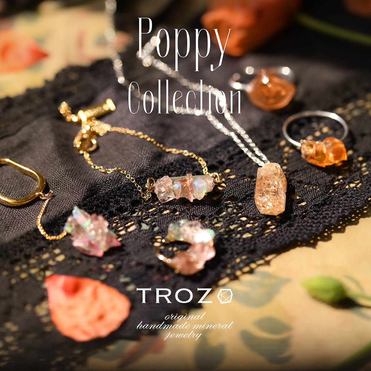 Spessartine Garnet Raw Stone Sterling Silver Ear Cuff — handmade natural mineral jewelry by TROZO, made in Japan (view 8)