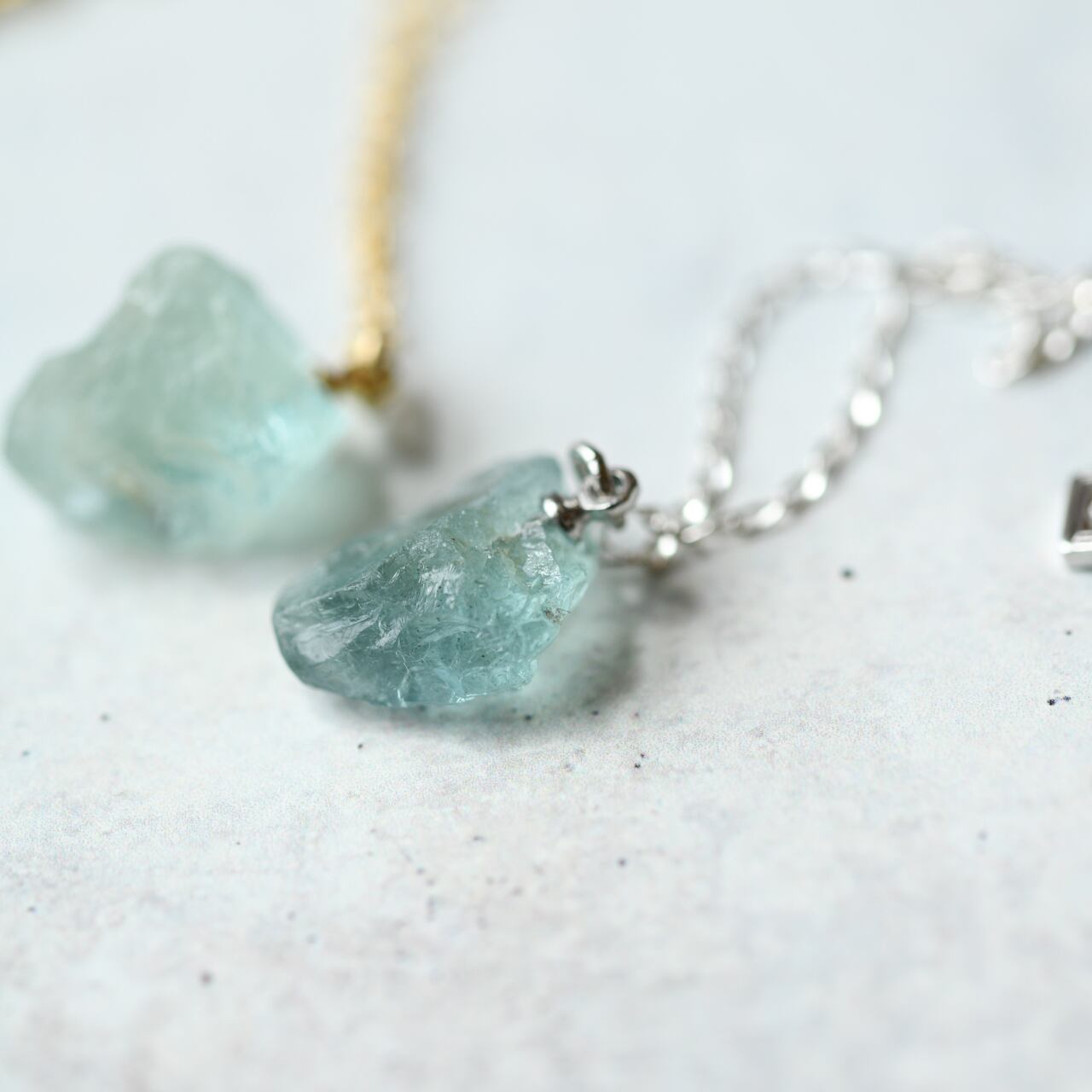 Aquamarine Raw Stone Necklace | Handmade Natural Stone Jewelry