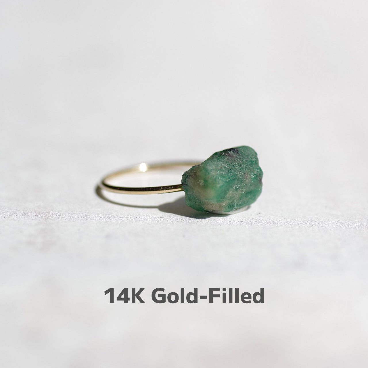 Emerald Raw Stone Ring | Handmade Natural Stone Jewelry