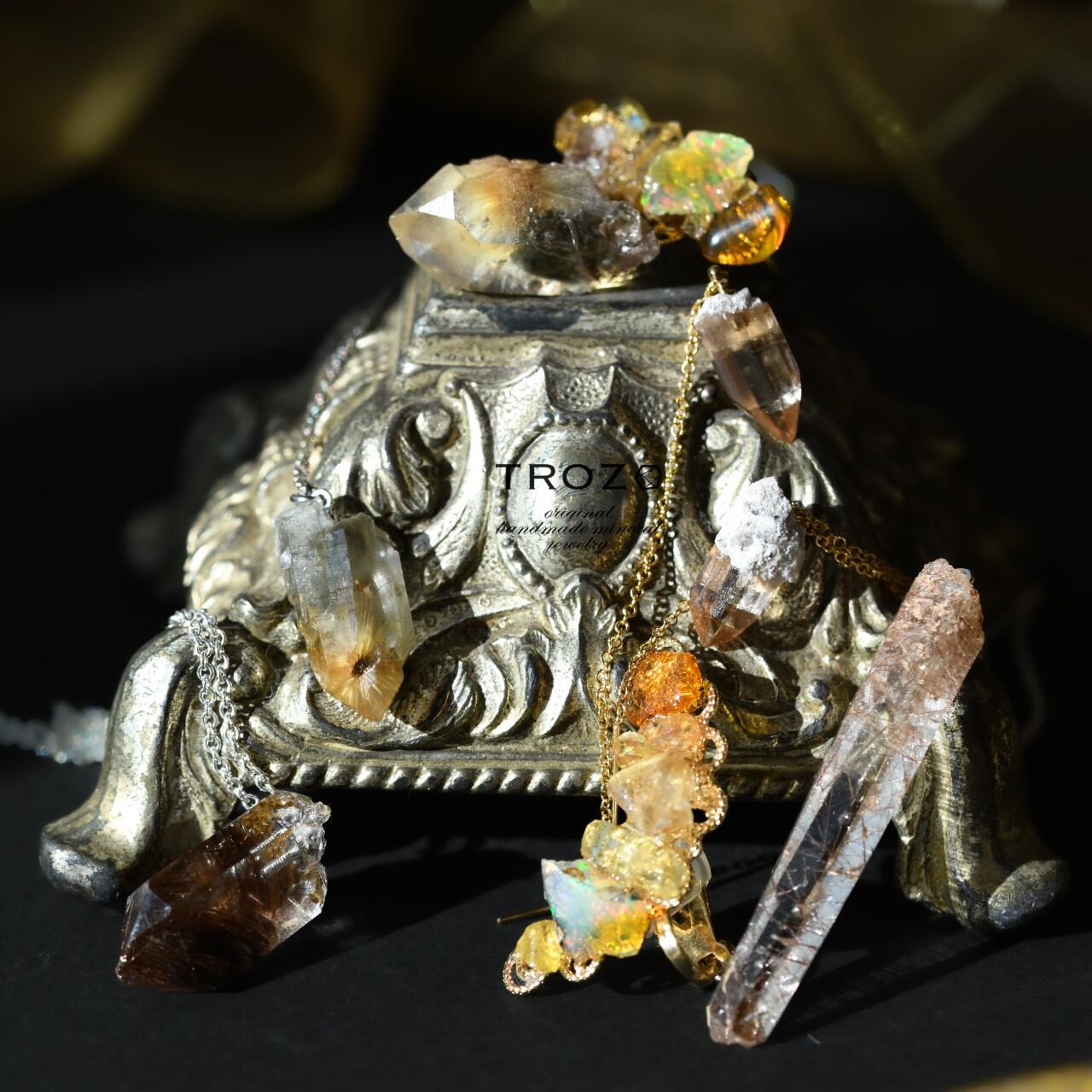 Andradite Garnet Raw Stone Ring - One of a Kind — handmade natural mineral jewelry by TROZO, made in Japan (view 6)