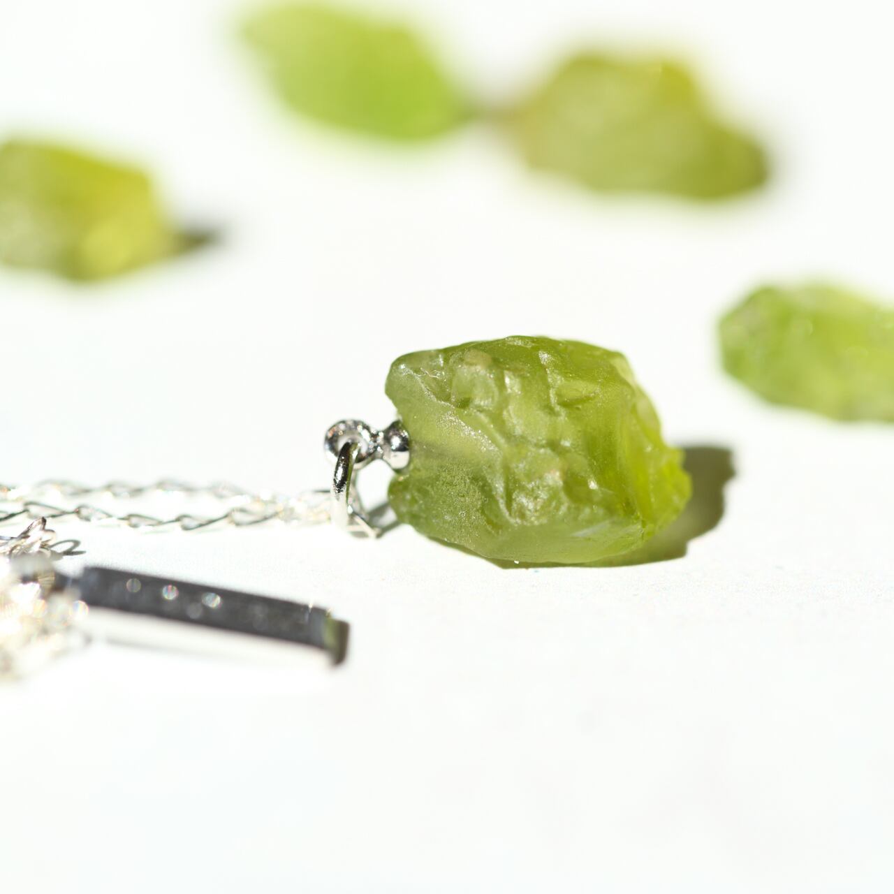Peridot Raw Stone Necklace | Handmade Natural Stone Jewelry