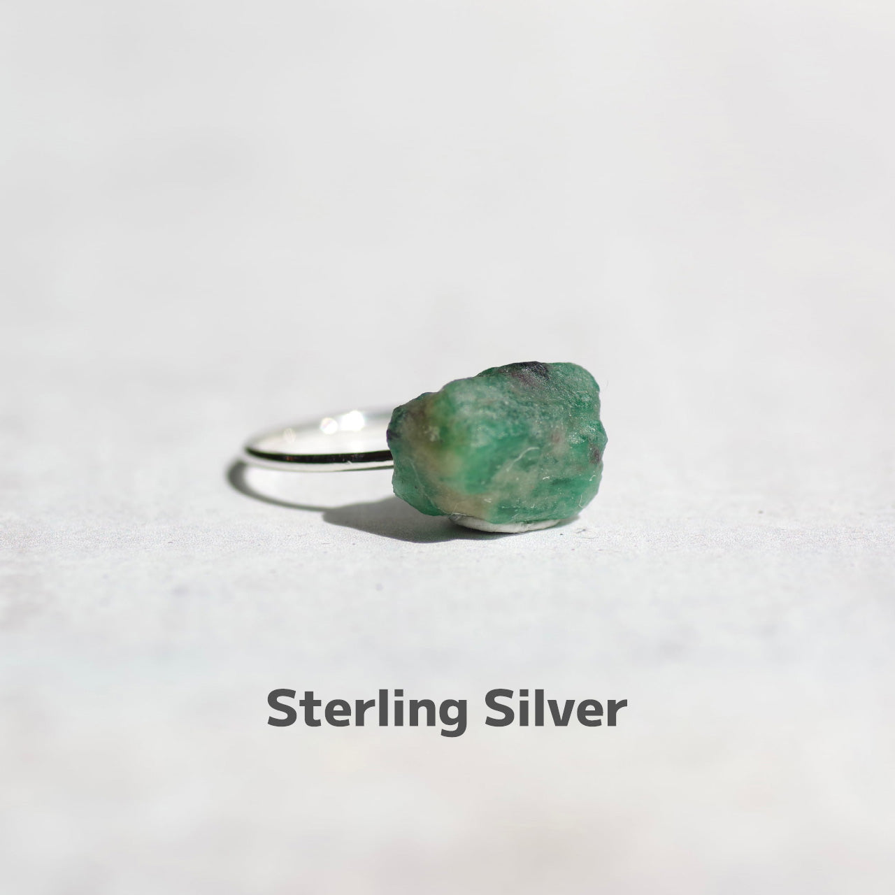 Emerald Raw Stone Ring | Handmade Natural Stone Jewelry