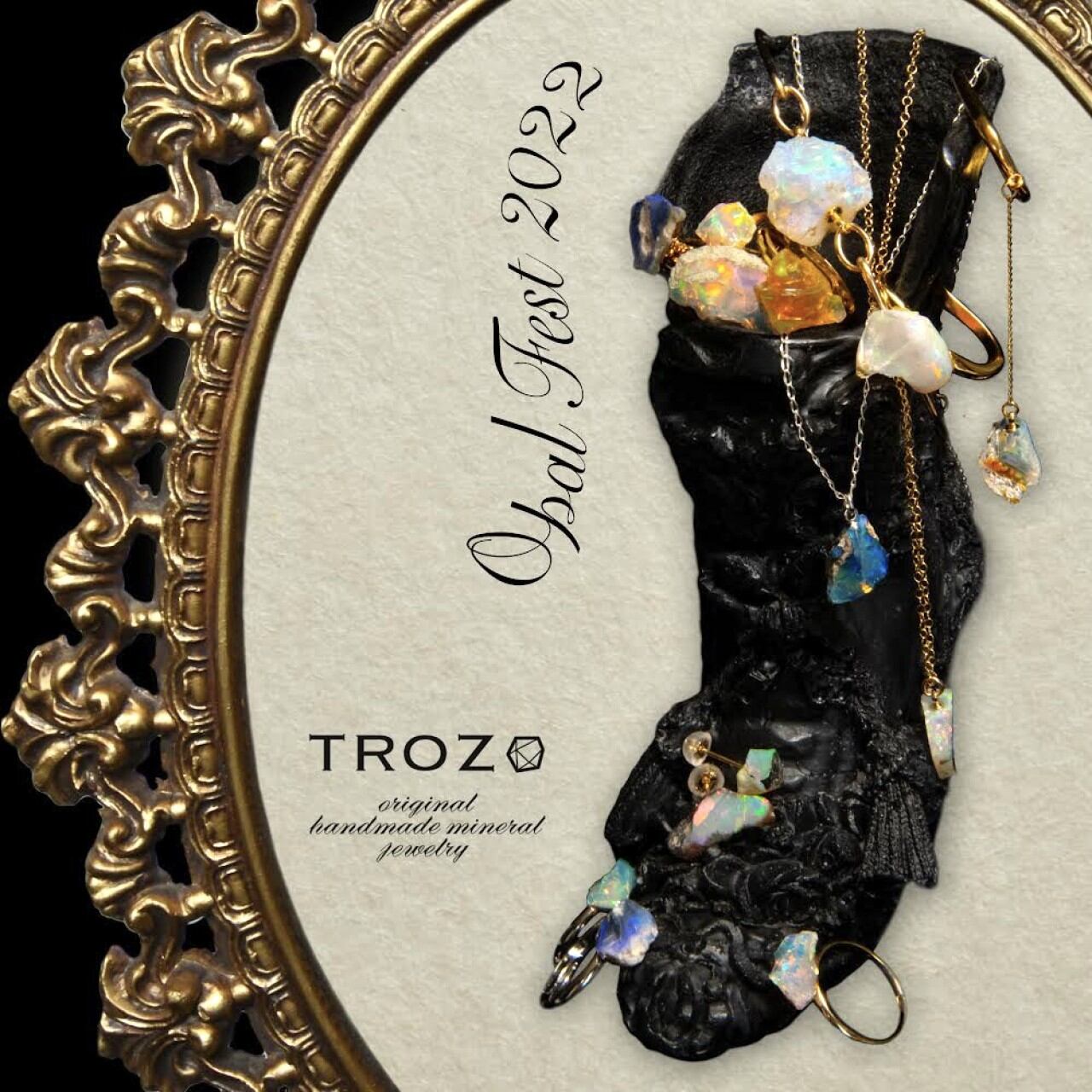Ethiopian Opal Raw Stone 18K Earrings - One of a Kind — handmade natural mineral jewelry by TROZO, made in Japan (view 5)