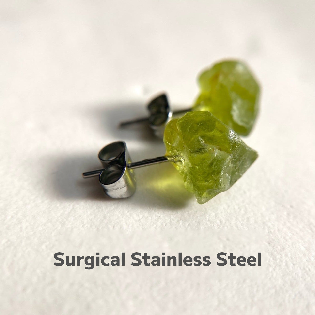 Peridot Raw Stone Earrings | Handmade Natural Stone Jewelry
