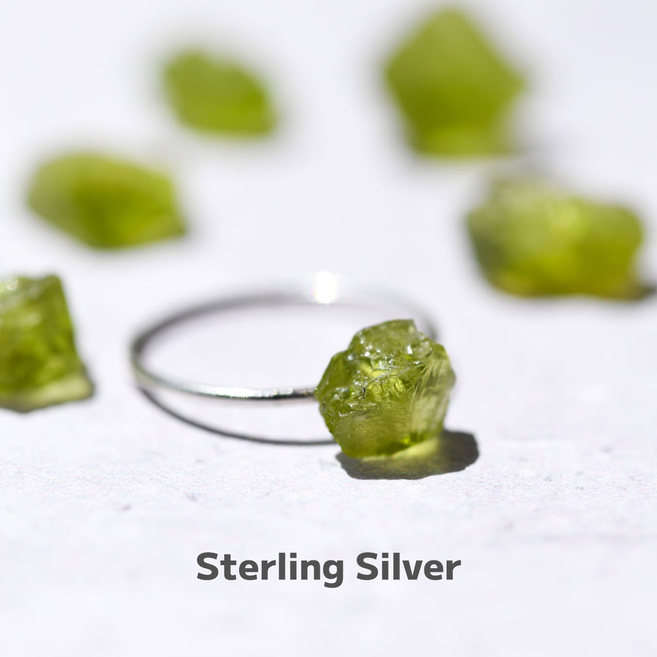 Peridot Raw Stone Ring | Handmade Natural Stone Jewelry