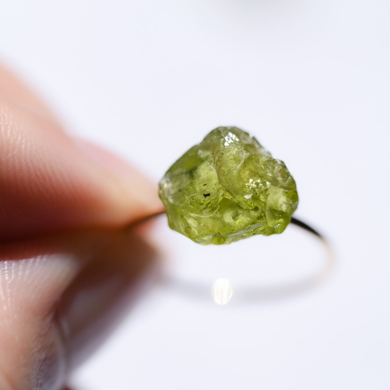 Peridot Raw Stone Ring | Handmade Natural Stone Jewelry