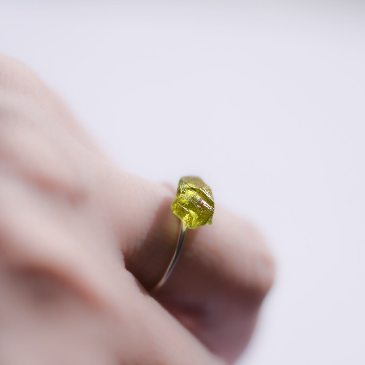 Peridot Raw Stone Ring | Handmade Natural Stone Jewelry