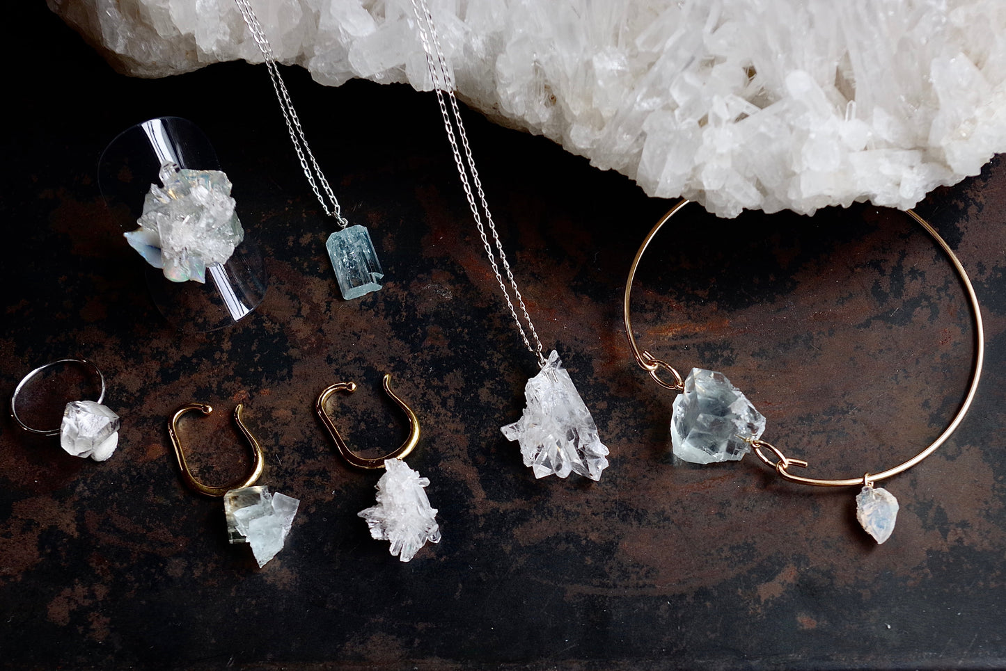 Fluorite Raw Stone Ring - One of a Kind — handmade natural mineral jewelry by TROZO, made in Japan (view 8)