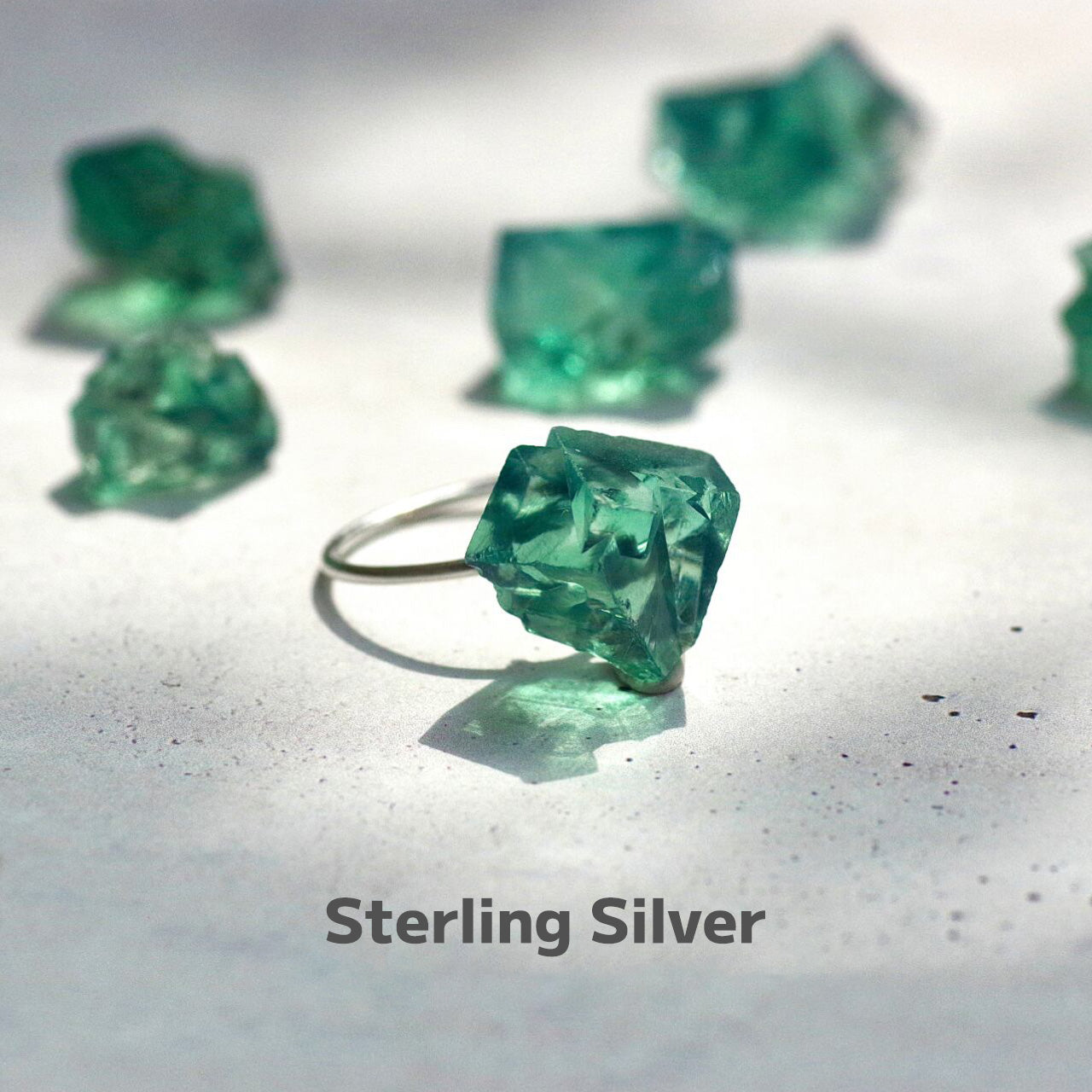 Diana Maria Fluorite Raw Stone Ring | Handmade Natural Stone Jewelry