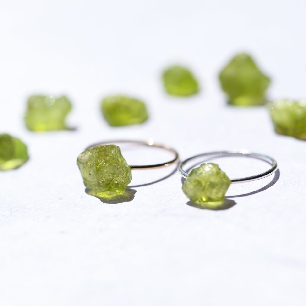 Peridot Raw Stone Ring | Handmade Natural Stone Jewelry