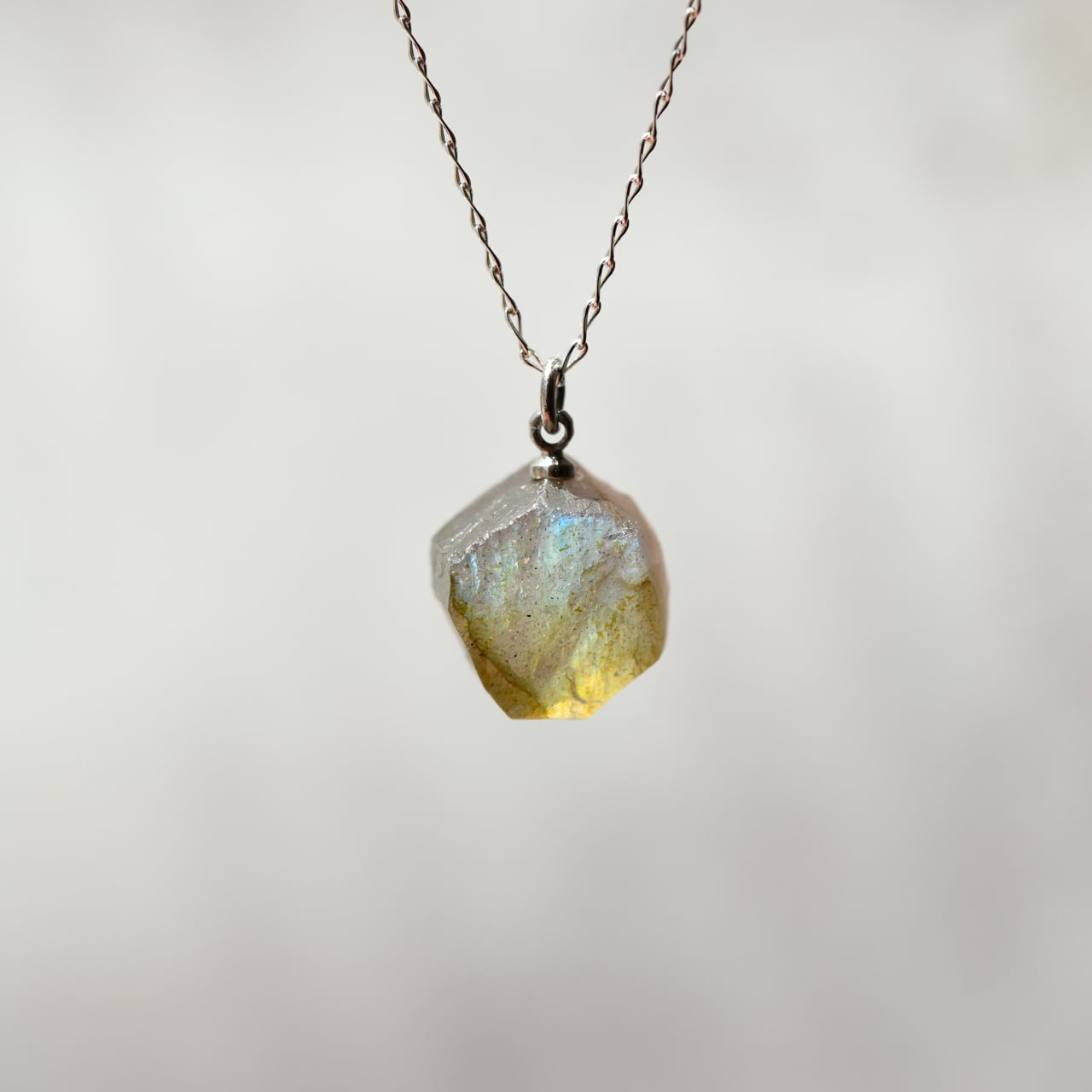 Labradorite Raw Stone Necklace | Handmade Natural Stone Jewelry