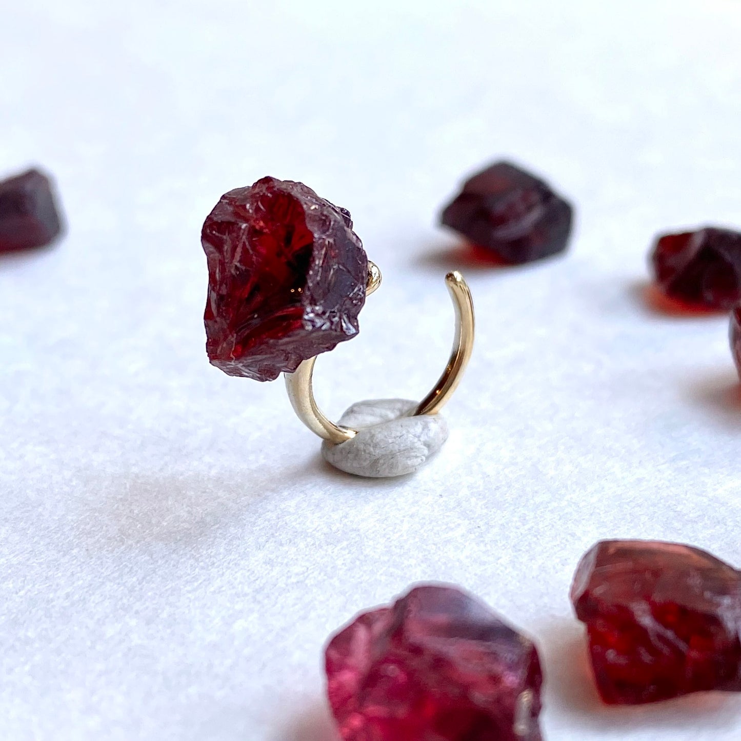 Garnet Raw Stone Ear Cuff | Handmade Natural Stone Jewelry