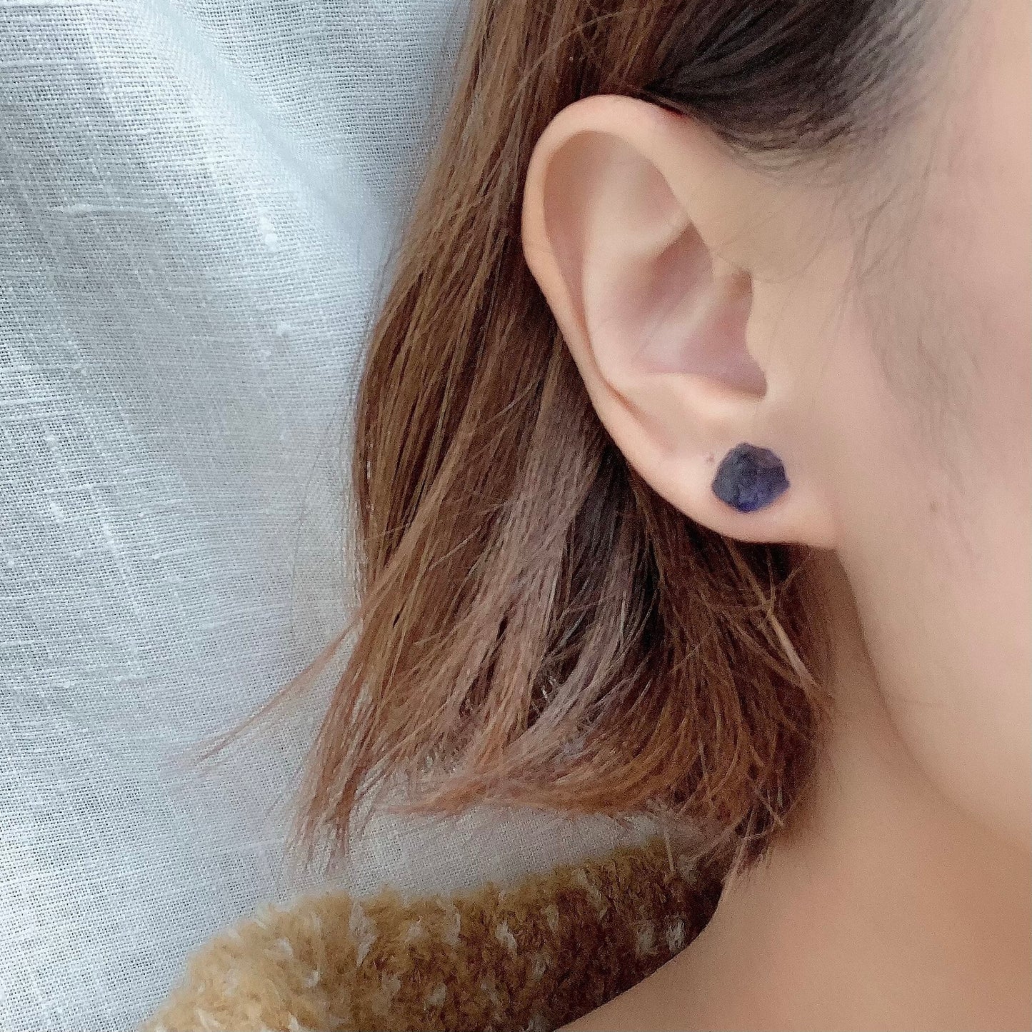 Iolite Raw Stone Earrings | Handmade Natural Stone Jewelry