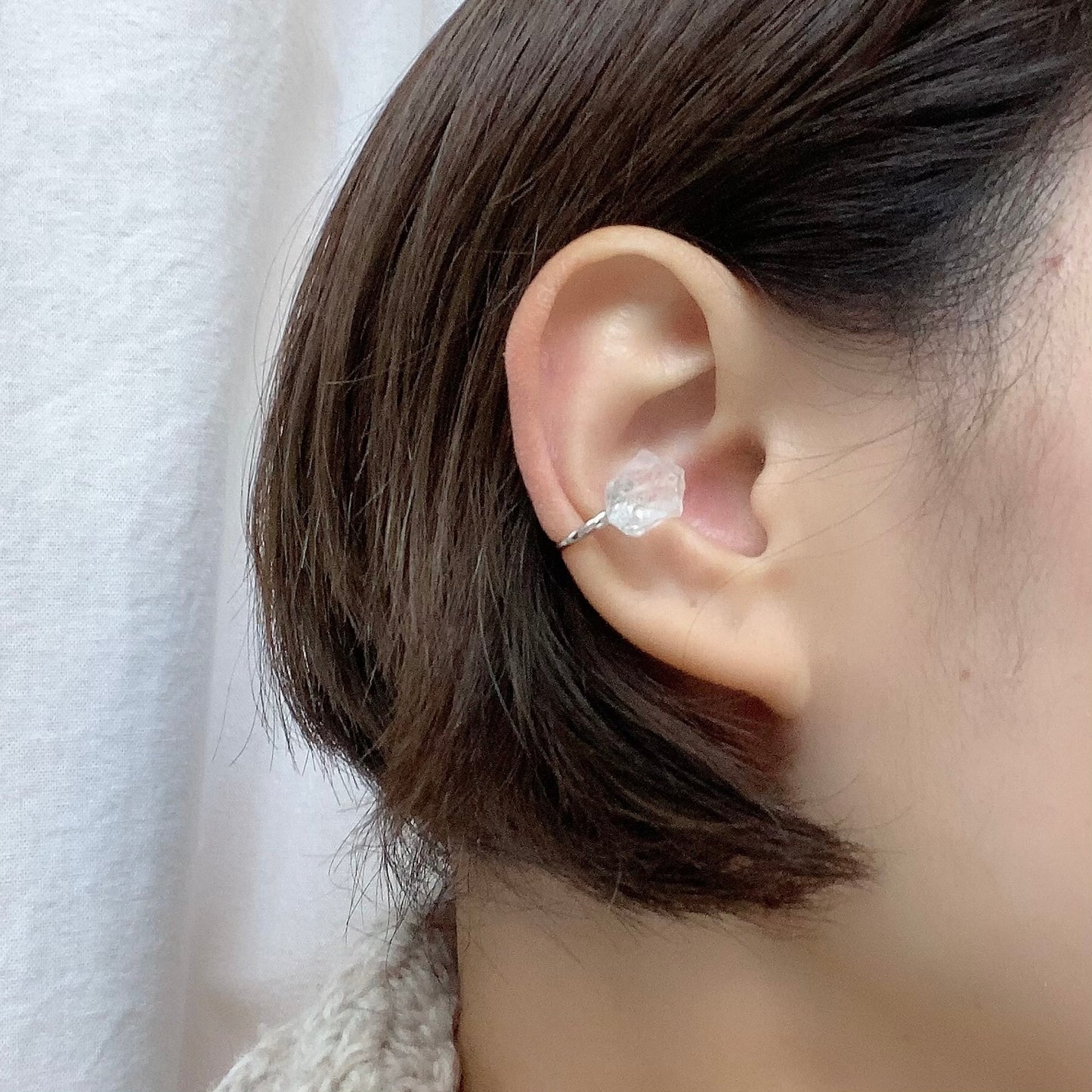 Quartz Raw Stone Ear Cuff | Handmade Natural Stone Jewelry