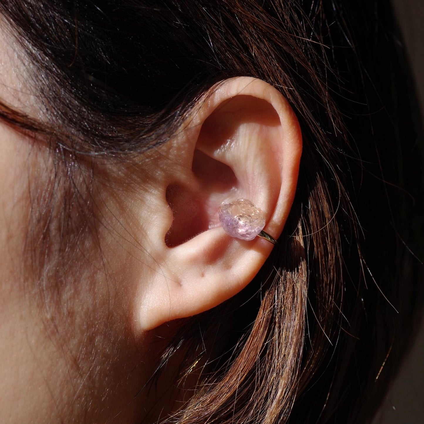 Ametrine Raw Stone Ear Cuff | Handmade Natural Stone Jewelry