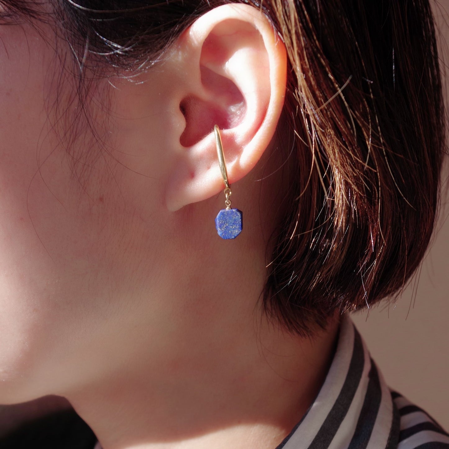 Lapis Lazuli Raw Stone Ear Cuff | Handmade Natural Stone Jewelry