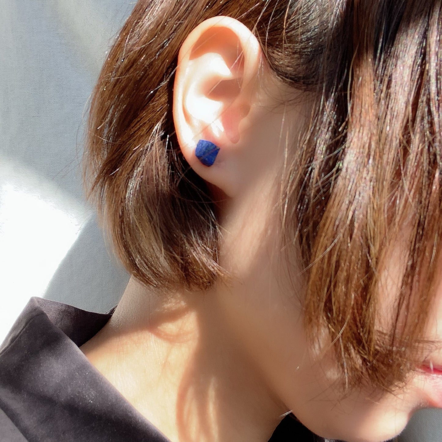 Lapis Lazuli Raw Stone Earrings | Handmade Natural Stone Jewelry