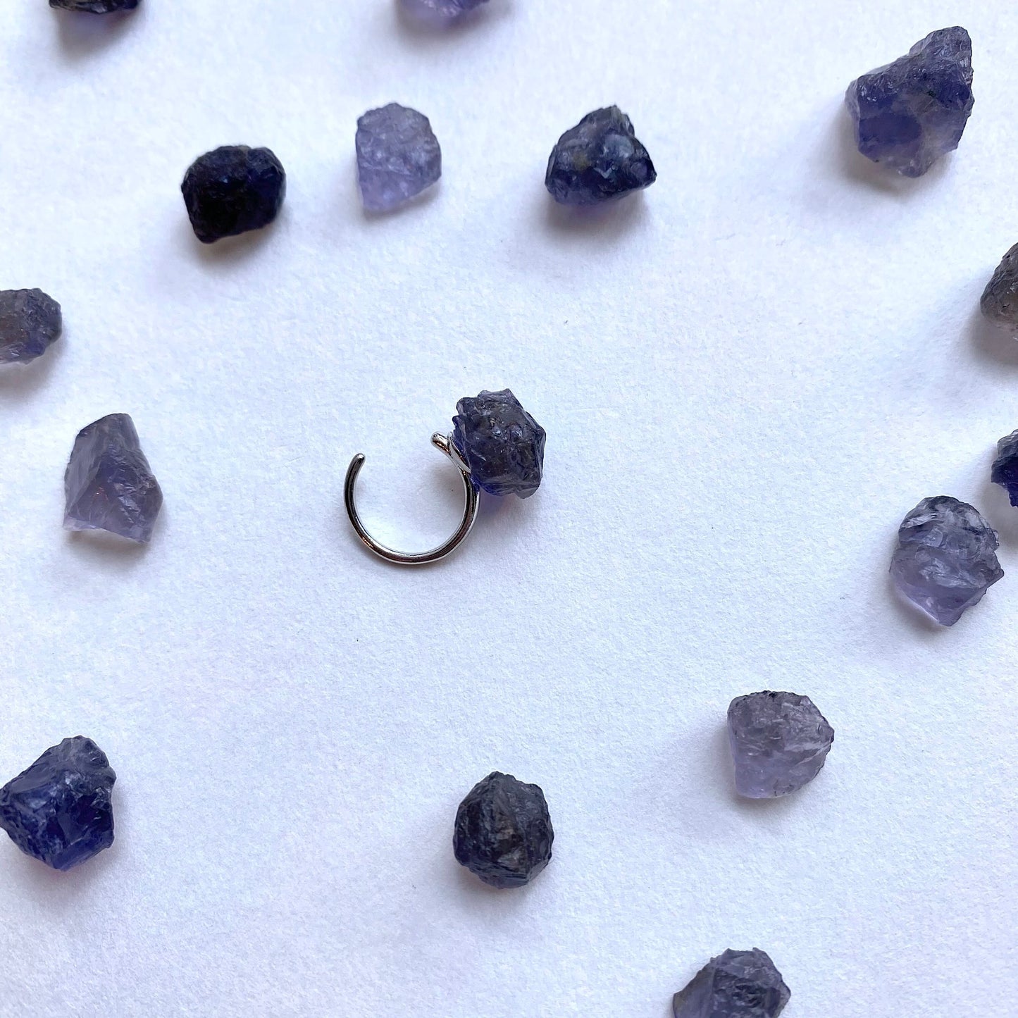 Iolite Raw Stone Ear Cuff | Handmade Natural Stone Jewelry