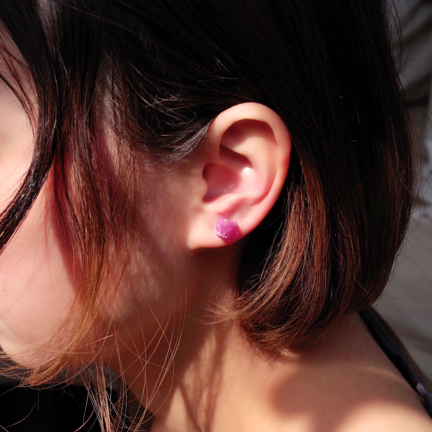 Ruby Raw Stone Earrings | Handmade Natural Stone Jewelry