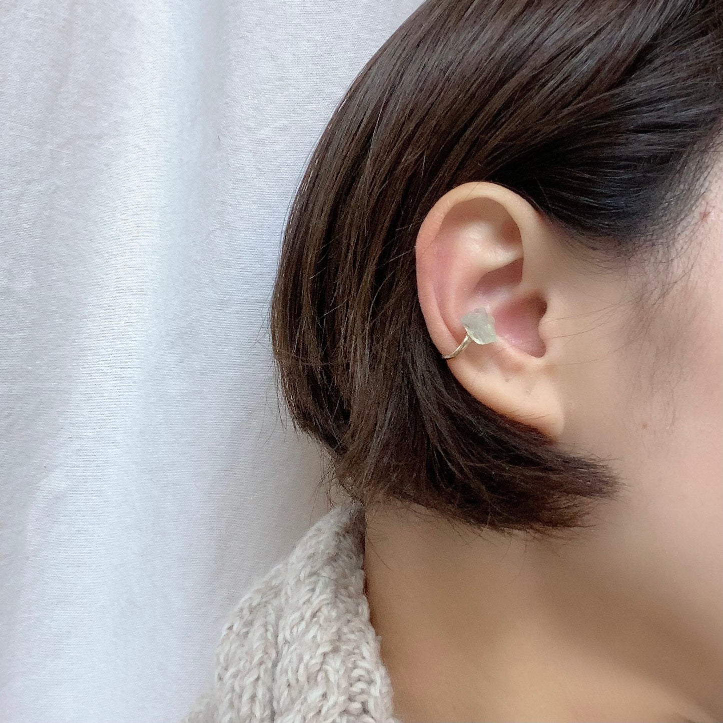 Aquamarine Raw Stone Ear Cuff | Handmade Natural Stone Jewelry