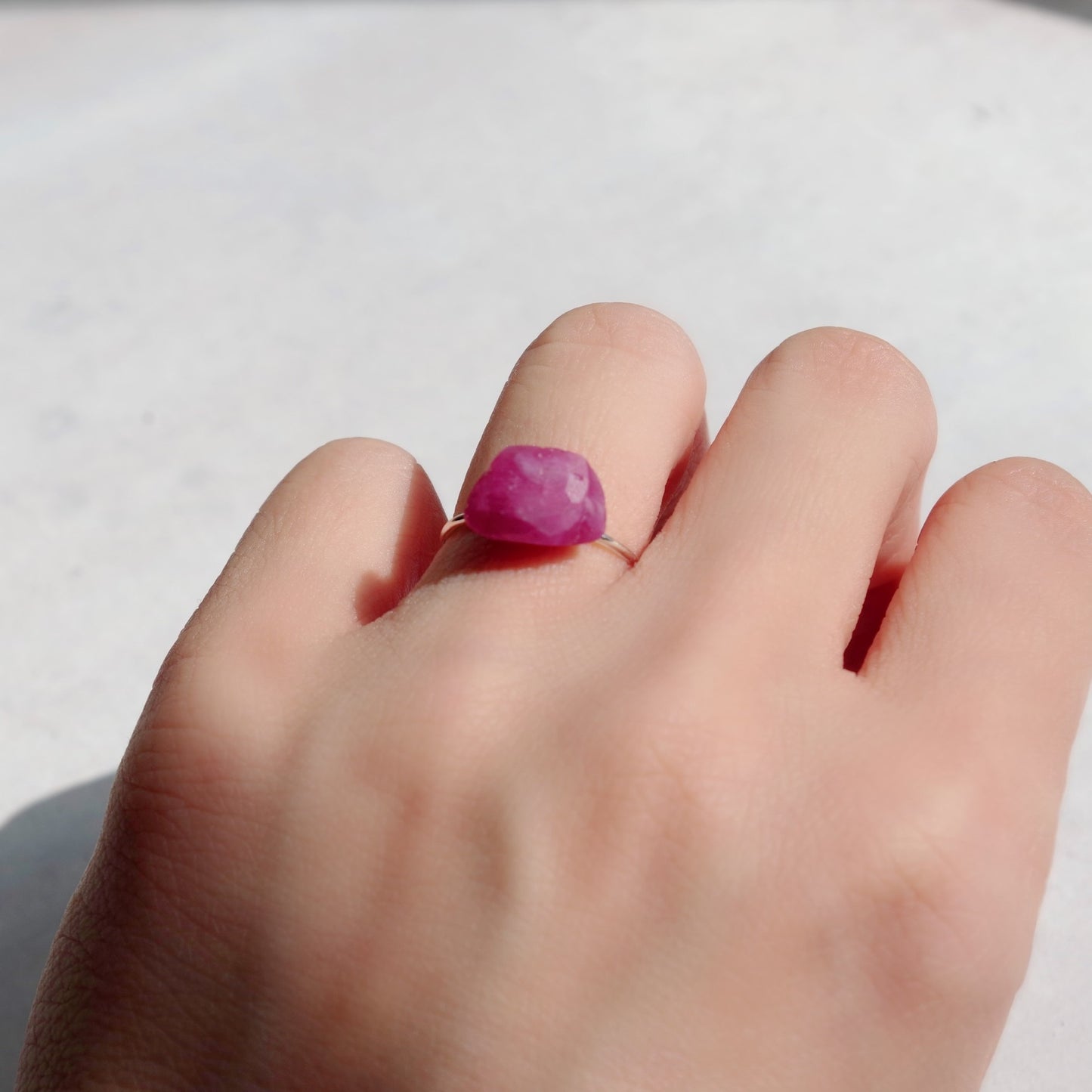 Ruby Raw Stone Ring | Handmade Natural Stone Jewelry