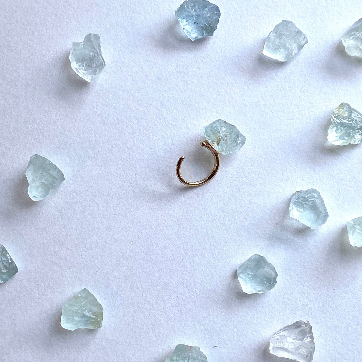 Aquamarine Raw Stone Ear Cuff | Handmade Natural Stone Jewelry