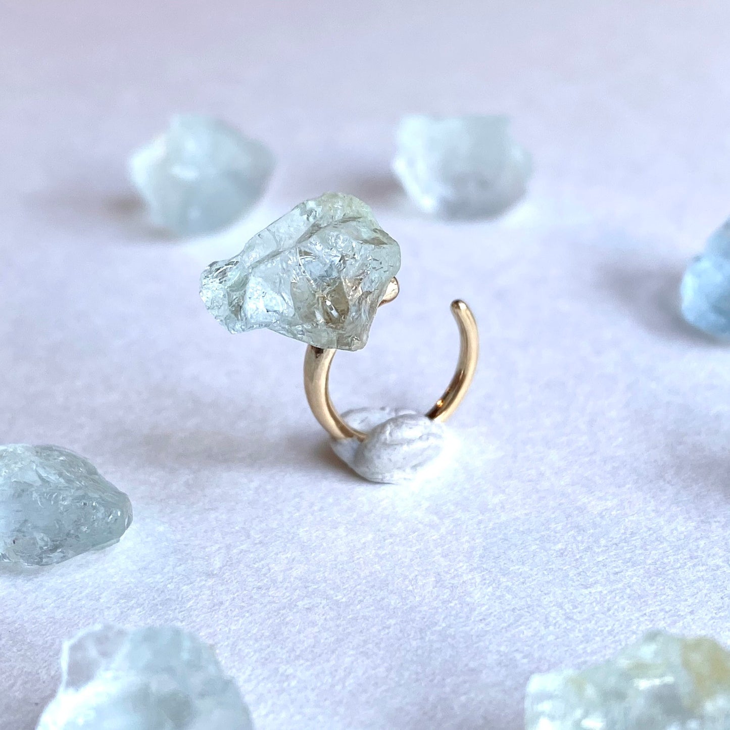 Aquamarine Raw Stone Ear Cuff | Handmade Natural Stone Jewelry