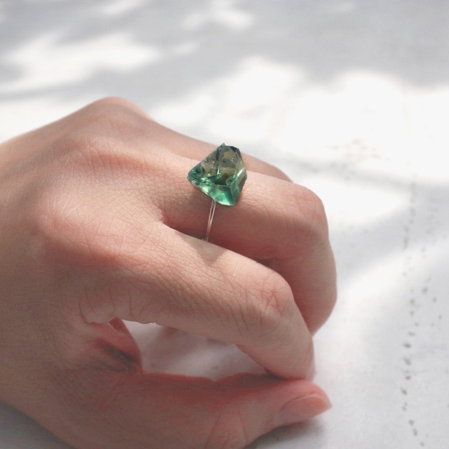 Diana Maria Fluorite Raw Stone Ring | Handmade Natural Stone Jewelry