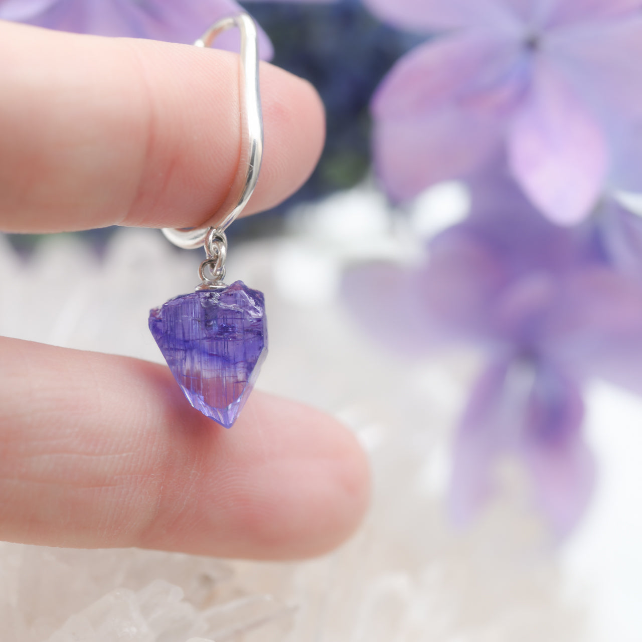 Tanzanite Raw Stone Ear Cuff - One of a Kind - handmade natural mineral jewelry by TROZO, made in Japan (view 3)