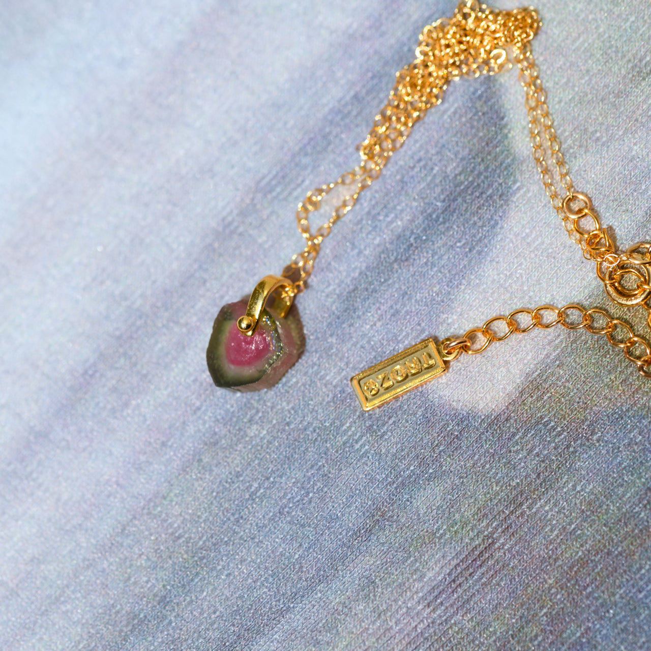 Tourmaline Raw Stone 14KGF Necklace - One of a Kind - handmade natural mineral jewelry by TROZO, made in Japan (view 3)