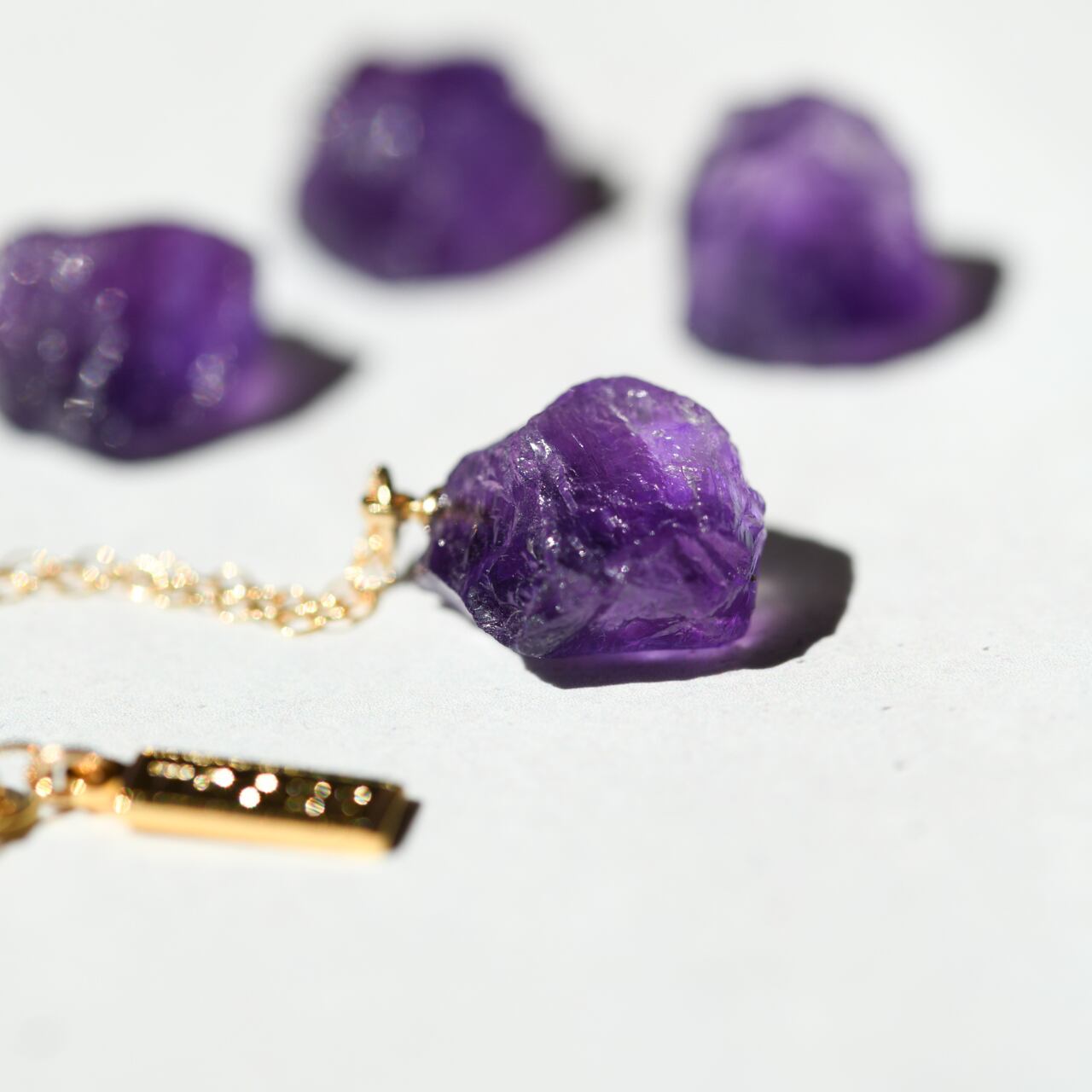 Amethyst Raw Stone Necklace | Handmade Natural Stone Jewelry