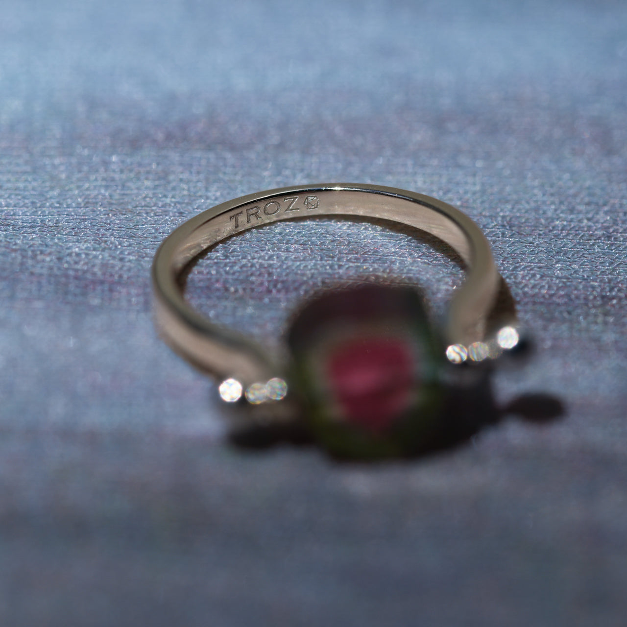 Watermelon Tourmaline Raw Stone Ring - One of a Kind - handmade natural mineral jewelry by TROZO, made in Japan (view 4)