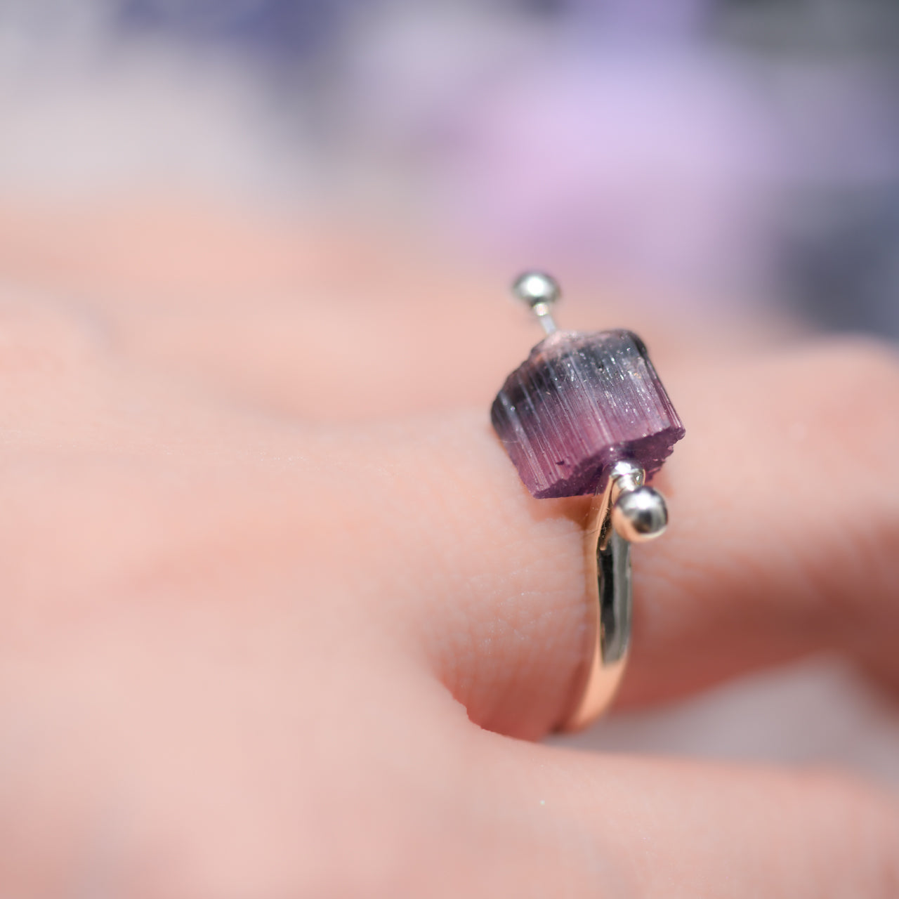 Tourmaline Raw Stone Ring - One of a Kind - handmade natural mineral jewelry by TROZO, made in Japan (view 5)