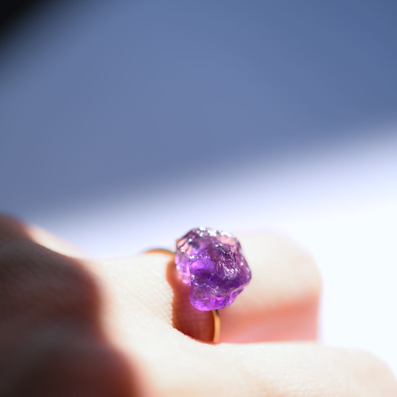 Amethyst Raw Stone Ring | Handmade Natural Stone Jewelry