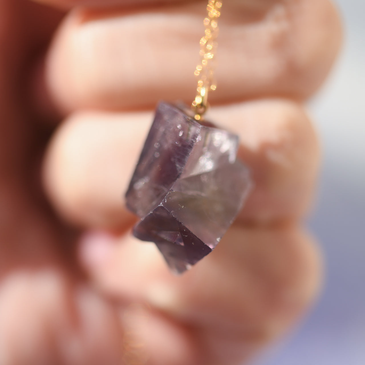 [One of a kind] Purple Rain Fluorite Raw Stone 14kgf Necklace | Handmade Natural Stone Jewelry [Twilight Collection]