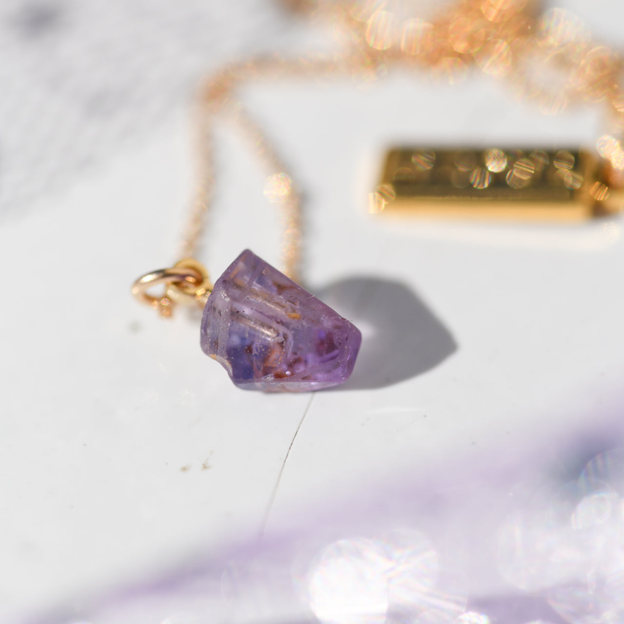 [One of a kind] Sapphire Raw Stone 18K Necklace | Handmade Natural Stone Jewelry [Twilight Collection]