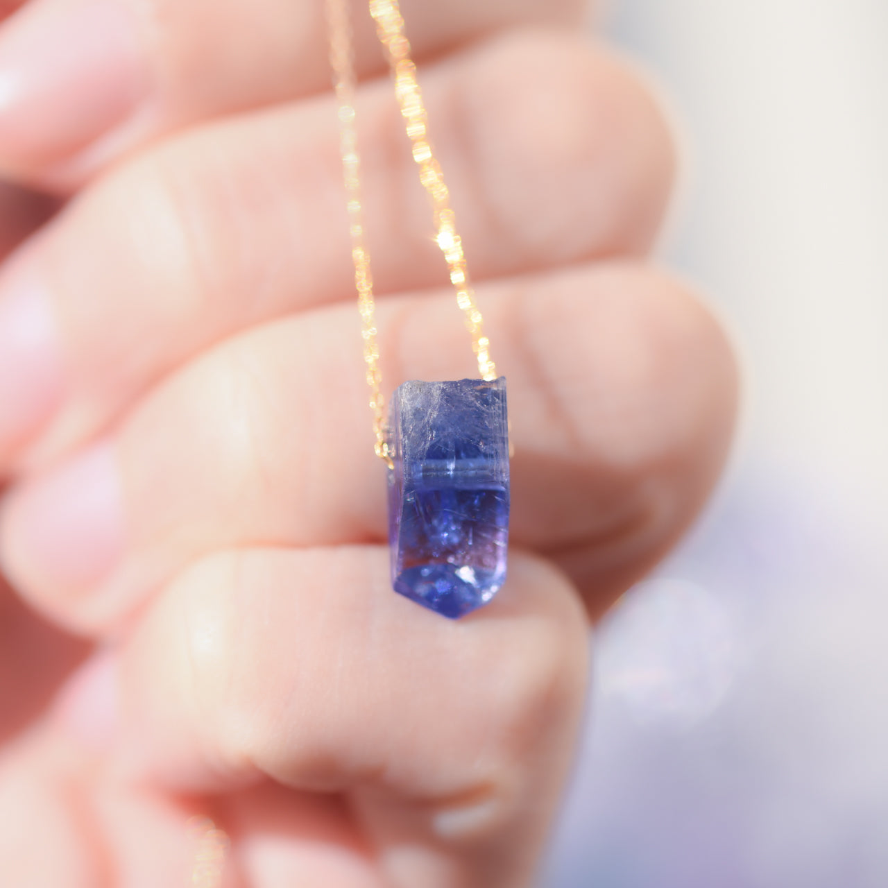 [One of a kind] Tanzanite Raw Stone 18K Necklace | Handmade Natural Stone Jewelry [Twilight Collection]