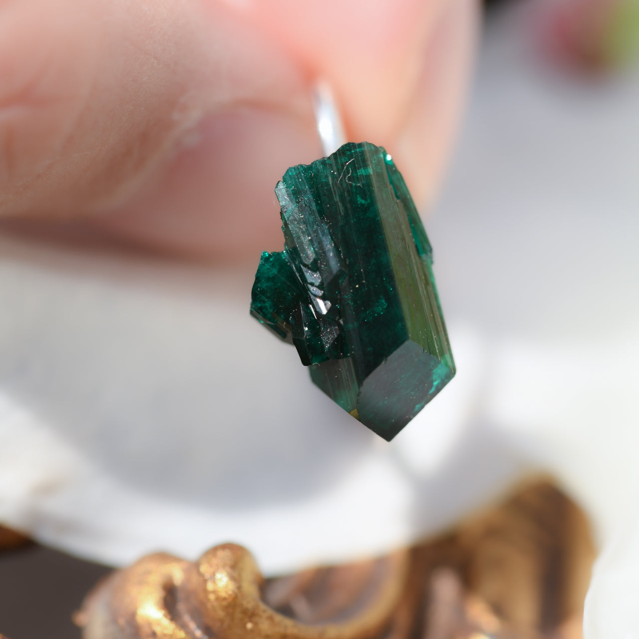 [One of a kind] Dioptase Raw Stone Ear Cuff | Handmade Natural Stone Jewelry [Fairy Tale Collection]