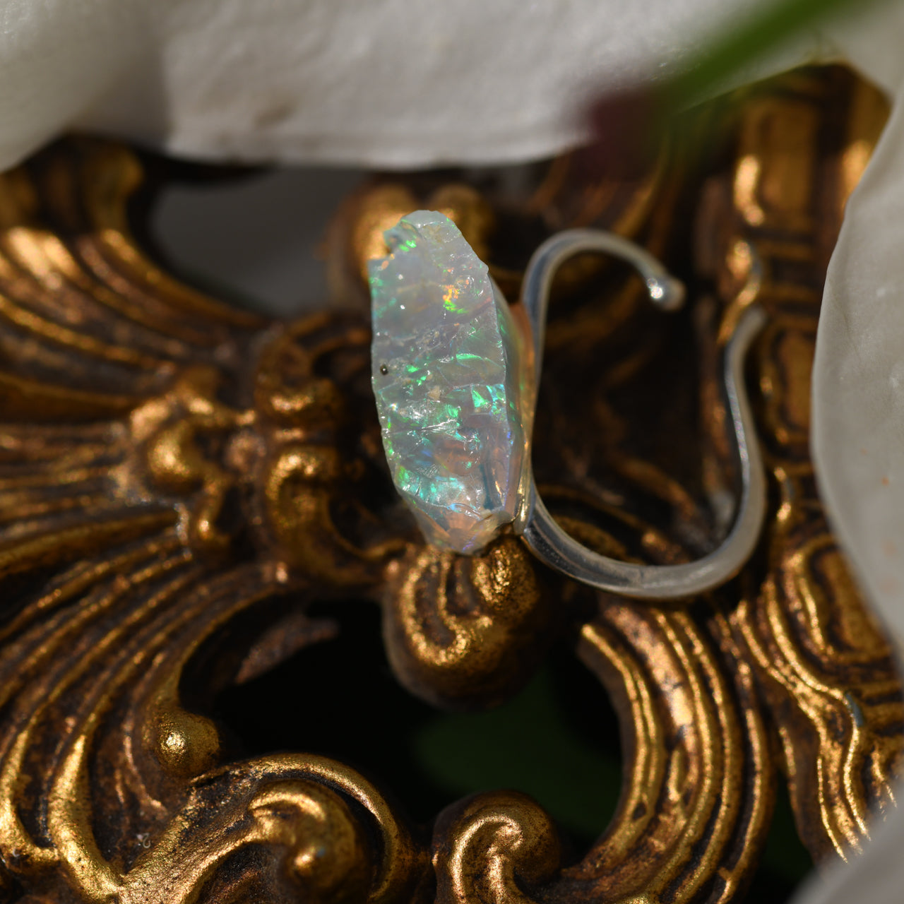 [One of a kind] Opal Raw Stone Ear Cuff | Handmade Natural Stone Jewelry [Fairy Tale Collection]