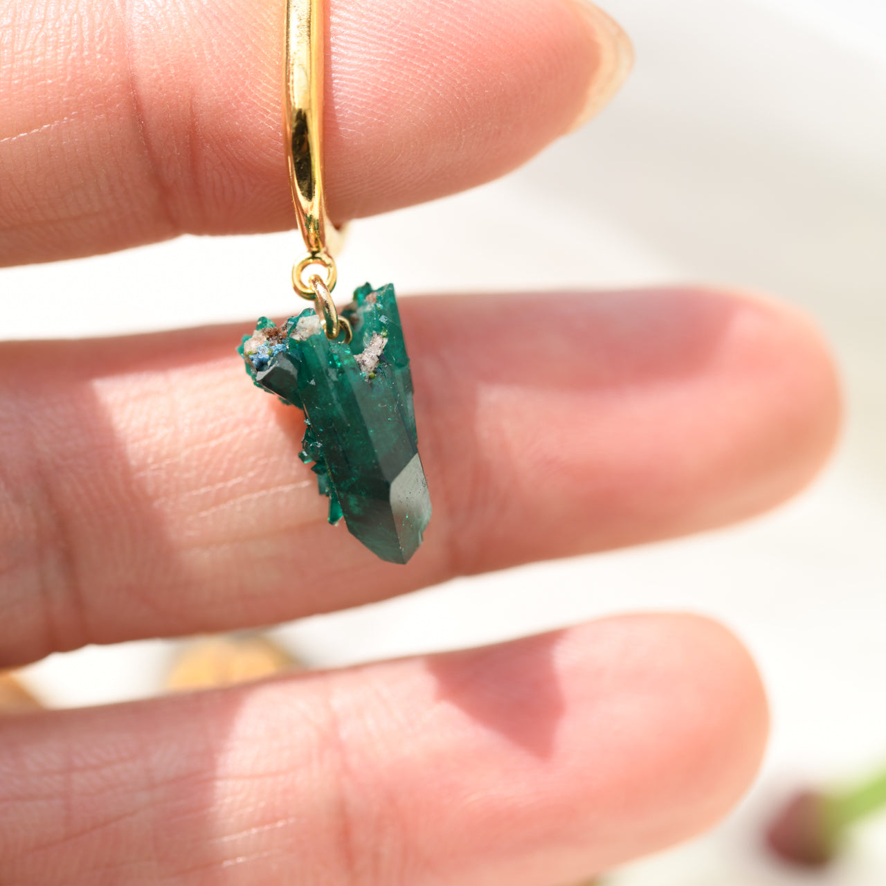 [One of a kind] Dioptase Raw Stone Ear Cuff | Handmade Natural Stone Jewelry [Fairy Tale Collection]