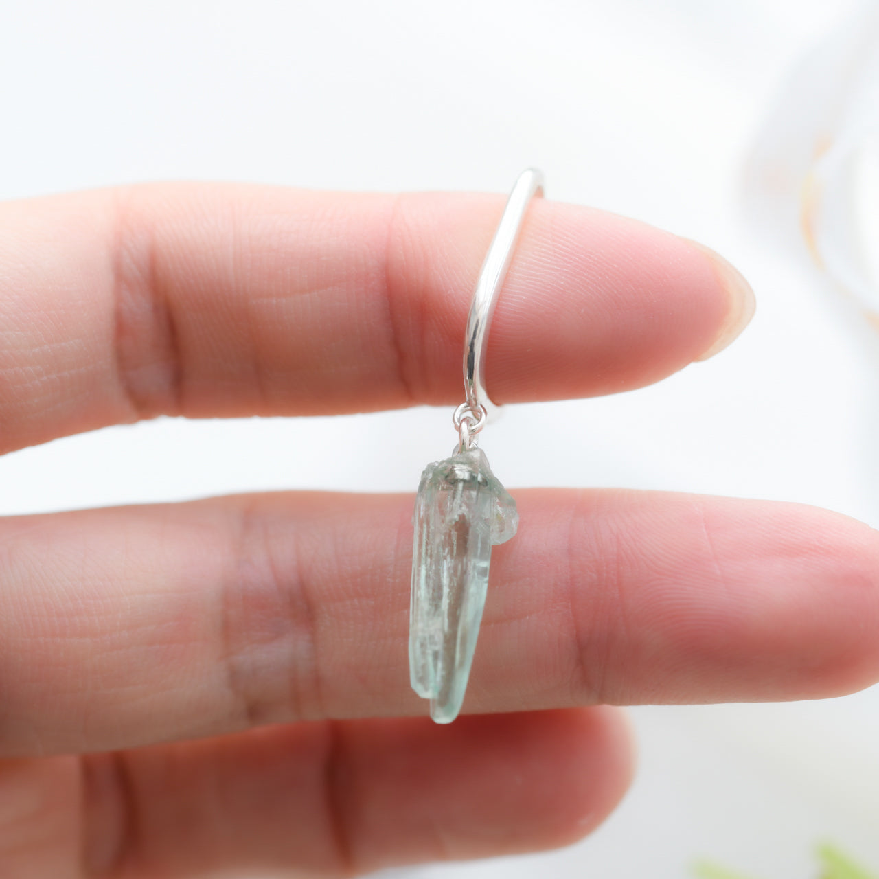 [One of a kind] Aquamarine Raw Stone Ear Cuff | Handmade Natural Stone Jewelry [Fairy Tale Collection]