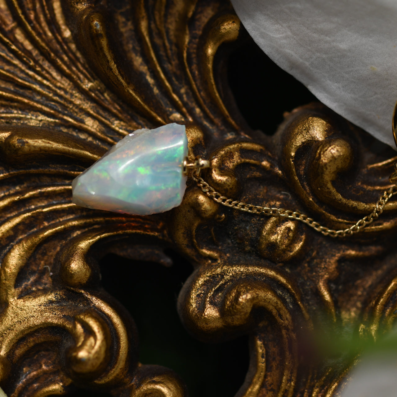 [One of a kind] Opal Raw Stone Ear Cuff | Handmade Natural Stone Jewelry [Fairy Tale Collection]