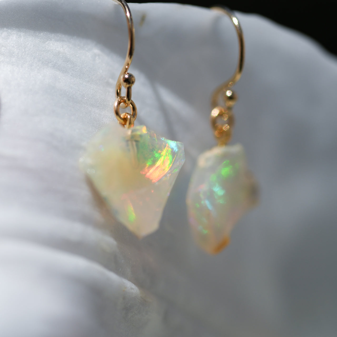 [One of a kind] Opal Raw Stone Earrings | Handmade Natural Stone Jewelry [Fairy Tale Collection]